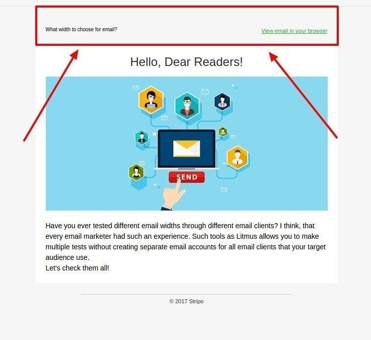 email template size, email preheader made in stripo 